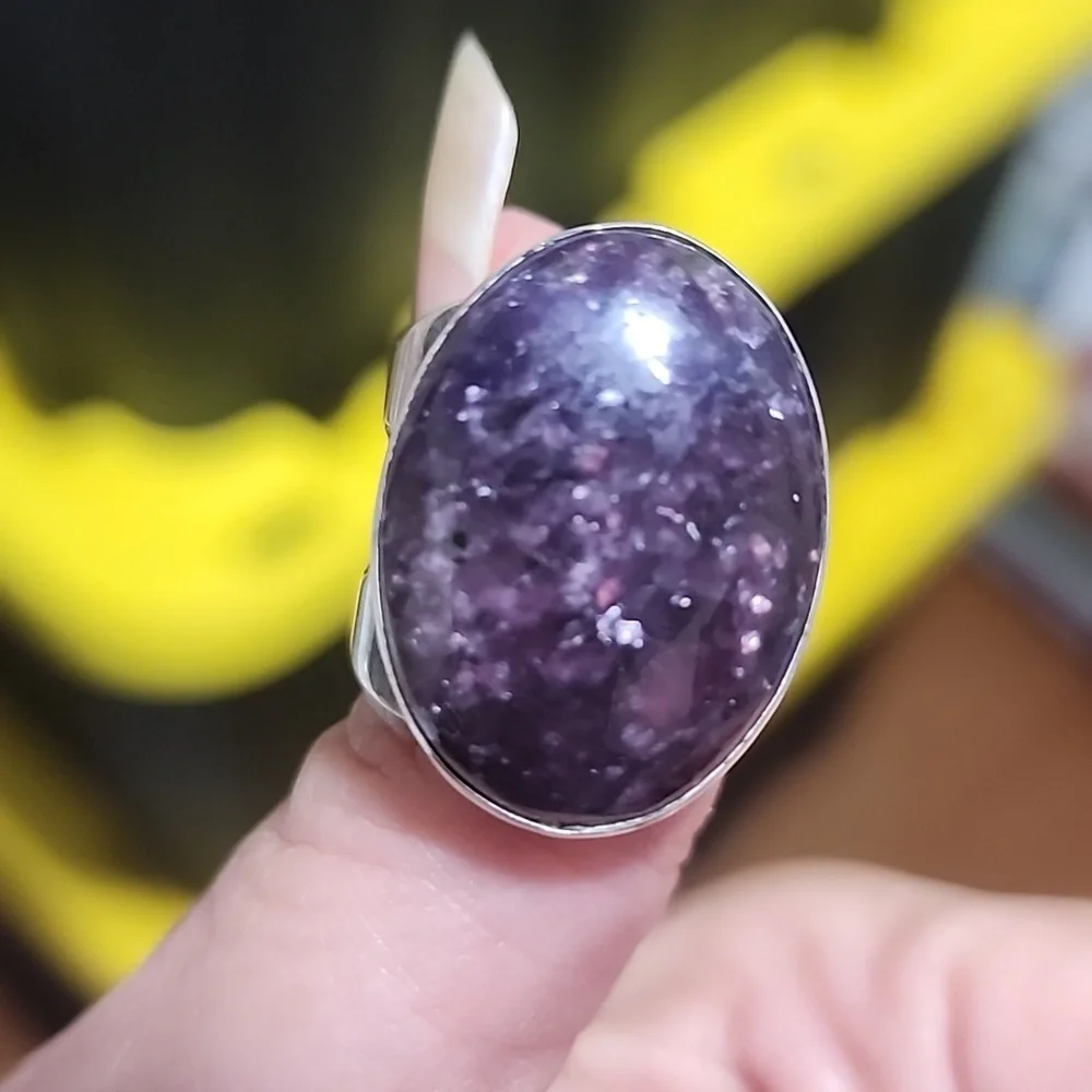 Jay King Sterling Silver Chunky Purple Lepidolite Ring Sz 7.5 Boho Cowgirl